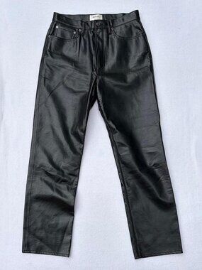 Agolde Revolve ‘90s Pinch Waist Recycled Leather High Waist Black Pants Size 29